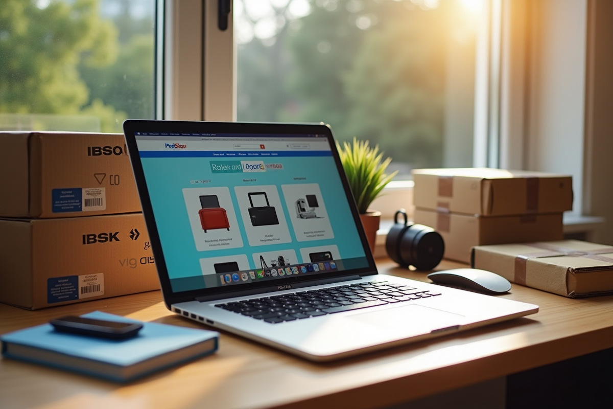 Bureau maison avec ordinateur et gadgets d'occasion