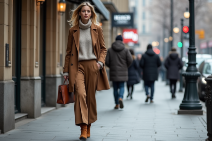 Femme &eacute;l&eacute;gante en mode hiver dans la rue urbaine