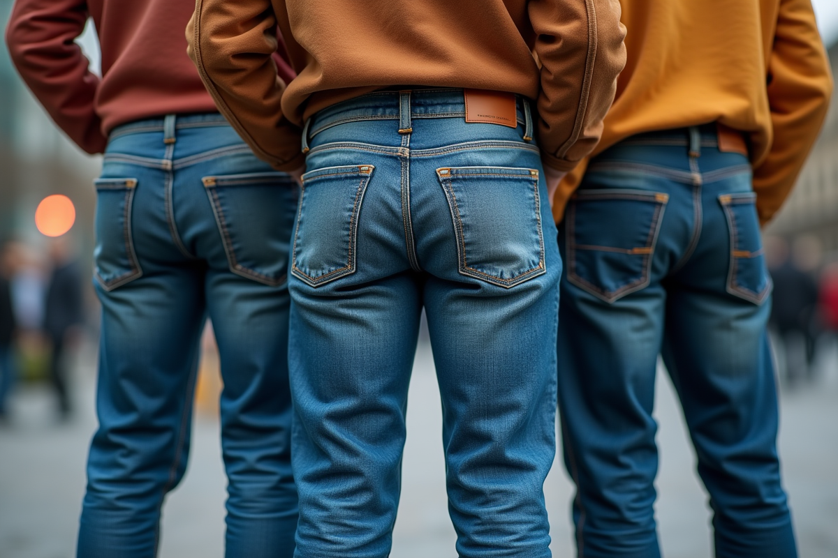 Groupe de personnes portant des jeans en denim en extérieur