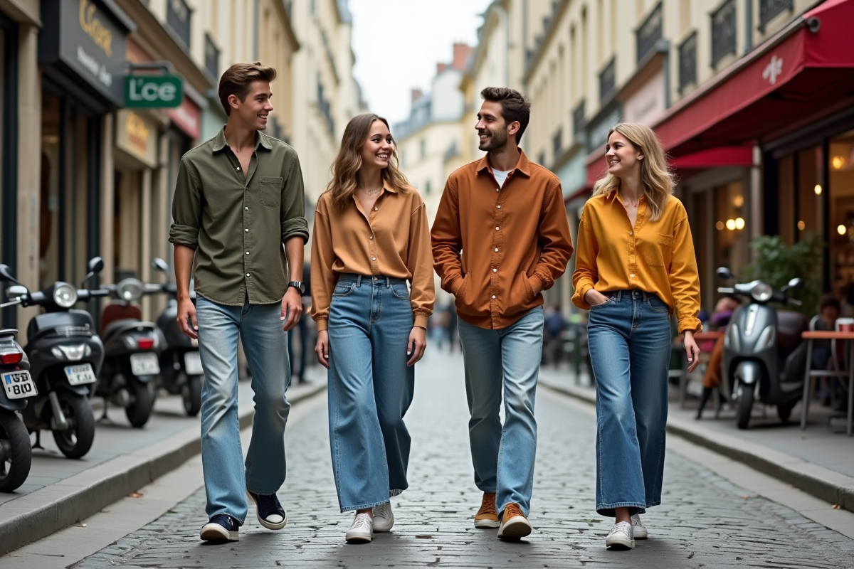 Groupe de jeunes en streetwear dans une rue parisienne