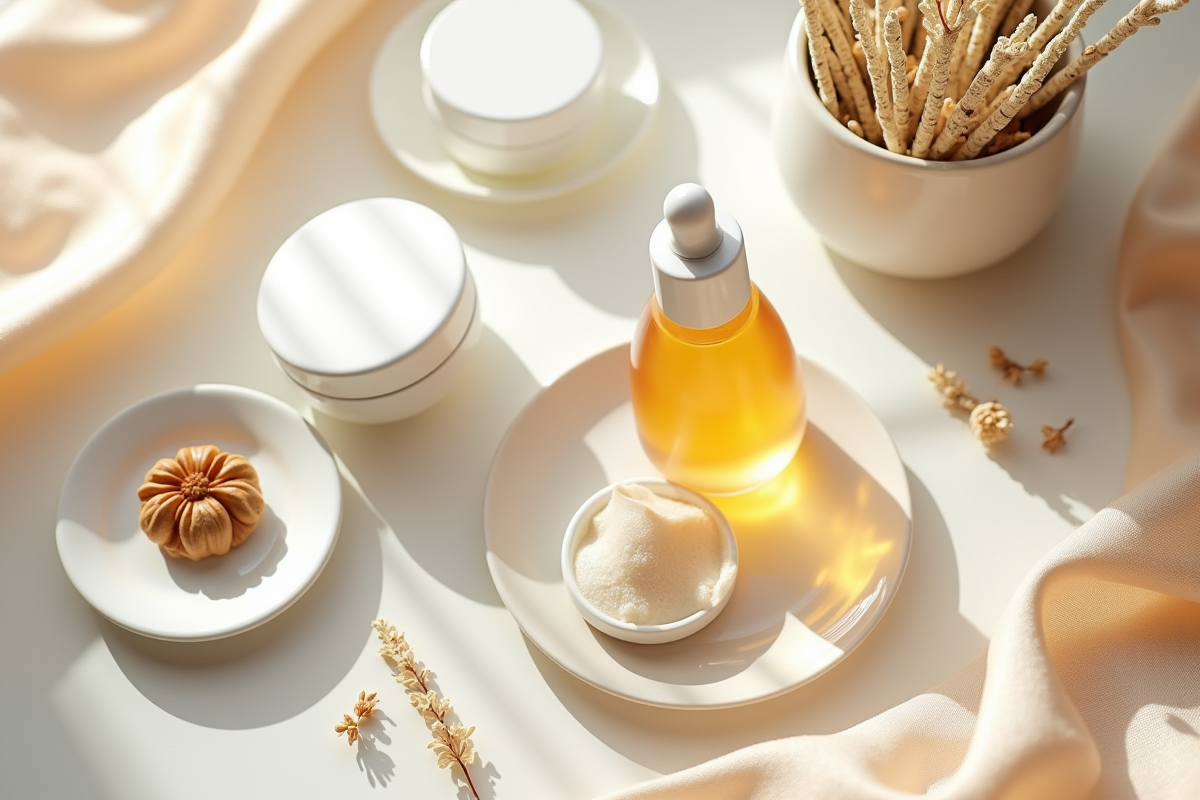 Arrangement de produits de beauté coreens traditionnels